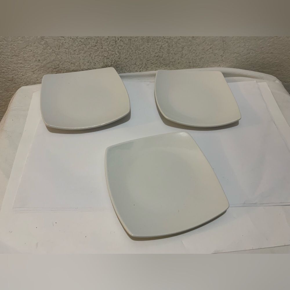 B Smith with Style White 6.25" Square Appetizer 3 Plates set Bed Bath & Beyond